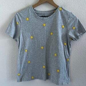 Rebellious One Gray Happy Face Smile Graphic Tee T-Shirt Small